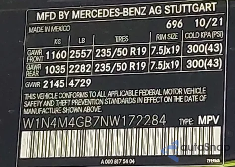 2022 Mercedes-Benz Glb 250 from USA, damaged, VIN W1N4M4GB7NW172284